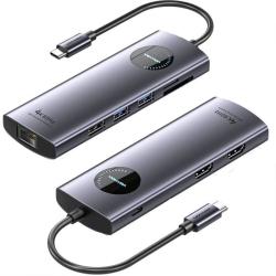 Docking USB Tipo-C Vention TQVHB/ 2xHDMI 4K/ 3xUSB/ 1xRJ45/ 1xLector de Tarjetas/ 1xUSB Tipo-C PD/ Gris