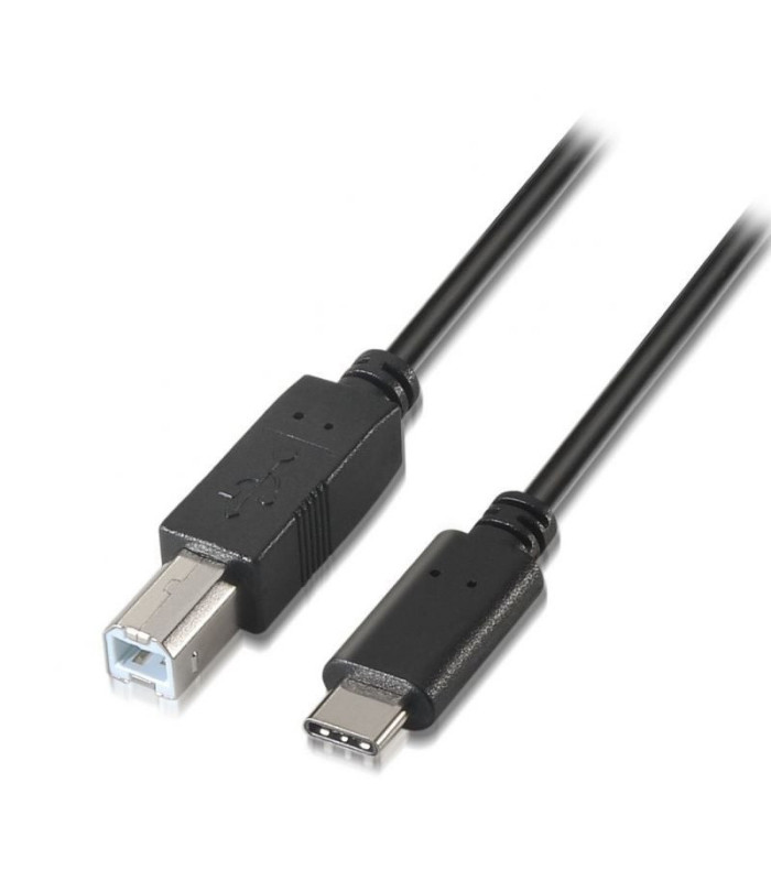 Cable usb 2.0 impresora aisens a107-0053/ usb tipo-c macho - usb tipo-b macho/ 480mbps/ 1m/ negro