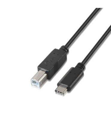 Cable usb 2.0  impresora aisens a107-0054/ usb tipo-c macho - usb tipo-b macho/ 480mbps/ 2m/ negro