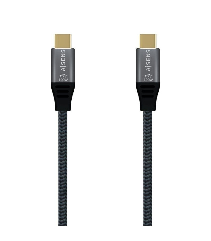 Cable usb 2.0 tipo-c aisens a107-0628 5a 100w/ usb tipo-c macho - usb tipo-c macho/ hasta 100w/ 480mbps/ 1m/ gris