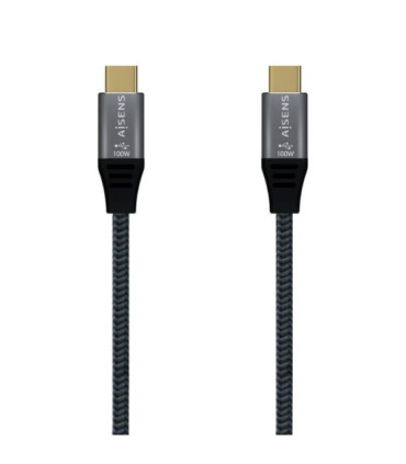 Cable usb 2.0 tipo-c aisens a107-0628 5a 100w/ usb tipo-c macho - usb tipo-c macho/ hasta 100w/ 480mbps/ 1m/ gris