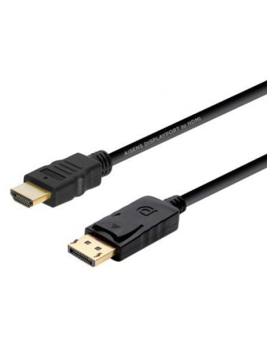 Cable conversor aisens a125-0364/ displayport macho - hdmi macho/ hasta 5w/ 2300mbps/ 2m/ negro