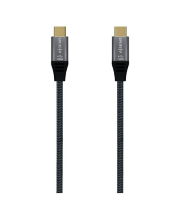 Cable usb 3.2 tipo-c aisens a107-0671 20gbps 100w/ usb tipo-c macho - usb tipo-c macho/ hasta 100w/ 20gbps/ 1m/ gris
