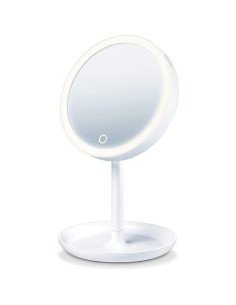 Espejo cosmético de maquillaje con luz beurer bs 45/ telescópico/ ø17.5cm