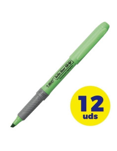 Caja de marcadores fluorescentes bic brite liner grip/ 12 unidades/ verdes