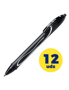 Caja de bolígrafos de tinta de gel retráctil bic gelocity quick dry 949873/ 12 unidades/ negros