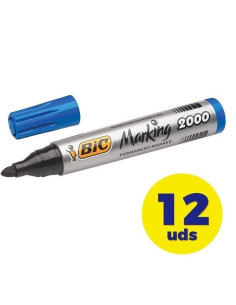 Caja de rotuladores de punta fibra acrílica permanente bic marking 2000/ 4.9mm/ 12 unidades/ azules