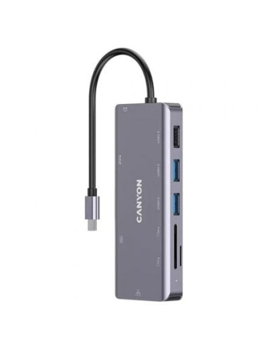 Docking usb tipo-c canyon cns-tds11/ 1xhdmi/ 3xusb/ 1xrj45/ 1xaudio/ 1xusb tipo-c pd/ 1xlector tarjetas/ gris oscuro