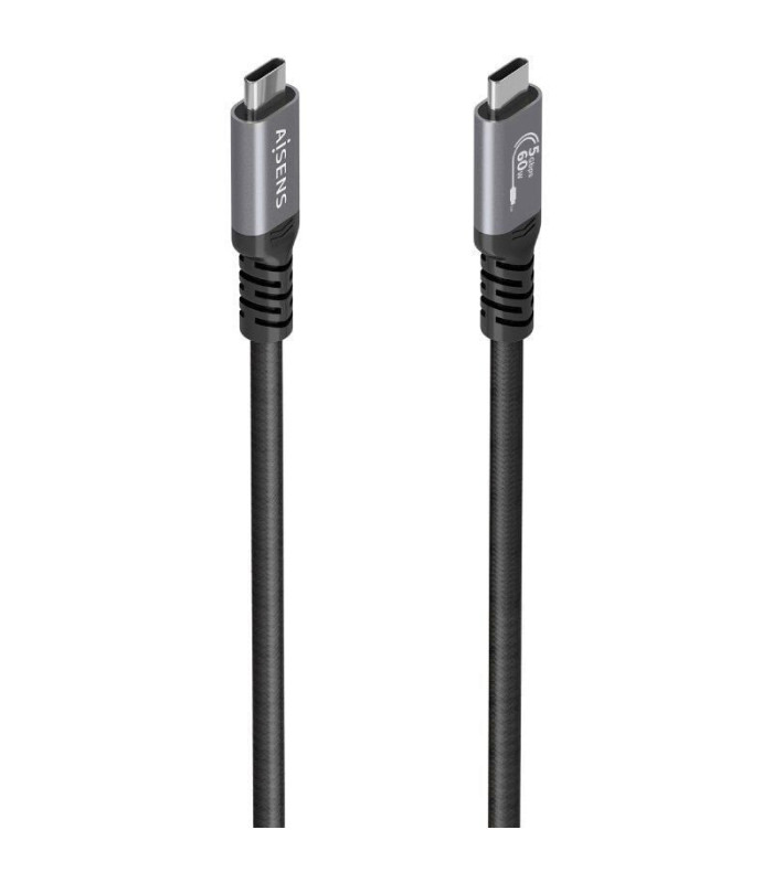 Cable usb 3.2 tipo-c aisens  a107-0991/ usb tipo-c macho - usb tipo-c macho/ hasta 60w/ 5gbps/ 7m/ negro