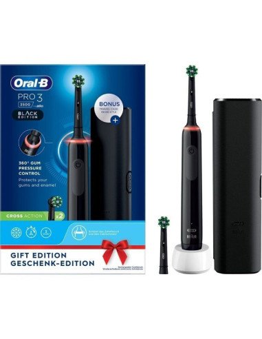 Cepillo dental braun oral-b vitality pro 3 3500/ incluye 2 recambios/ negro