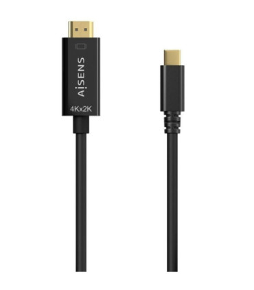 Cable conversor hdmi 4k aisens a109-0624/ usb tipo-c macho - hdmi macho/ hasta 27w/ 1250mbps/ 1.8m/ negro