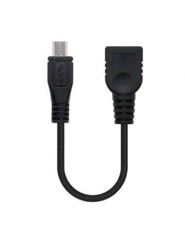 Cable usb 2.0 nanocable 10.01.3500/ microusb macho - usb hembra/ 15cm/ negro