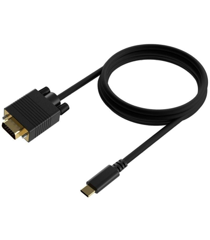 Cable conversor aisens a109-0693/ usb tipo-c macho - vga macho/ hasta 27w/ 1250mbps/ 1.8m/ negro