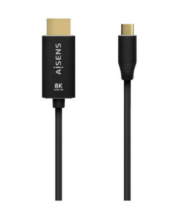 Cable conversor aisens a109-0712/ usb tipo-c macho - hdmi 8k macho/ hasta 27w/ 6000mbps/ 2m/ negro