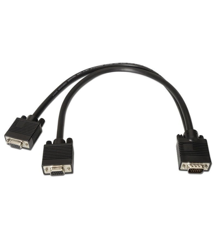 Cable duplicador svga aisens a113-0081/ vga macho - 2x vga hembra/ hasta 3w/ 10mbps/ 45cm/ negro