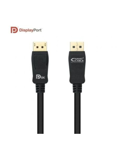 Cable displayport 1.4 8k nanocable 10.15.2500/ displayport macho - displayport macho/ 50cm/ certificado/ negro