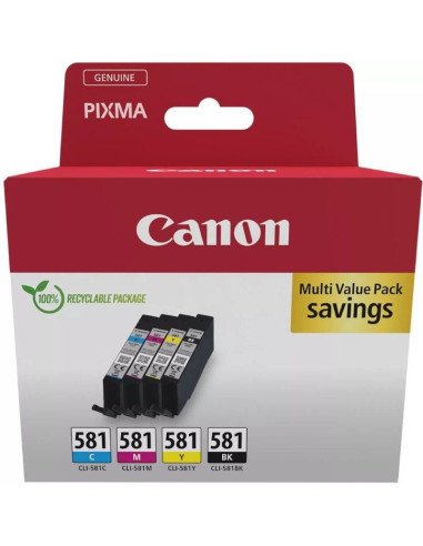 Cartucho de tinta original canon cli-581 xl multipack/ cian/ magenta/ amarillo/ negro