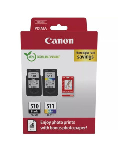 Cartucho de tinta original canon pg-510 + cl-511 multipack/ negro/ tricolor + papel fotográfico