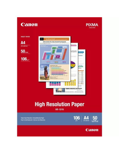 Papel para impresora de inyección de tinta canon hr-101n/ 21 x 29.7cm/ 106g/ 50 hojas