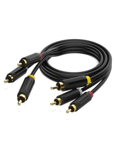 Cable estéreo vention bcabh/ 3x rca macho - 3x rca macho/ 2m/ negro