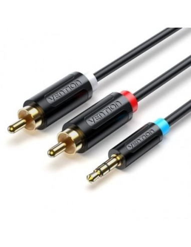 Cable estéreo vention bclbf/ jack 3.5 macho - 2x rca macho/ 1m/ negro