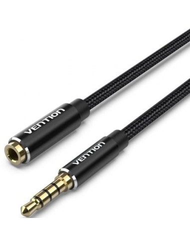 Cable estéreo vention bhcbf/ jack 3.5 macho - jack 3.5 hembra/ 1m/ negro