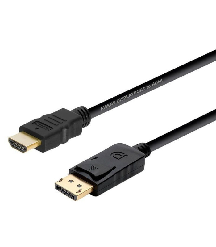 Cable conversor aisens a125-0364/ displayport macho - hdmi macho/ hasta 5w/ 2300mbps/ 2m/ negro