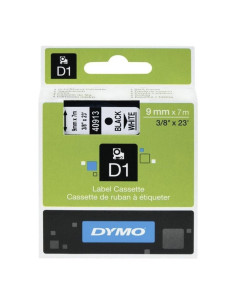 Cinta rotuladora adhesiva de plástico dymo d1 40913/ para label manager/ 9mm x 7m/ negra-blanca