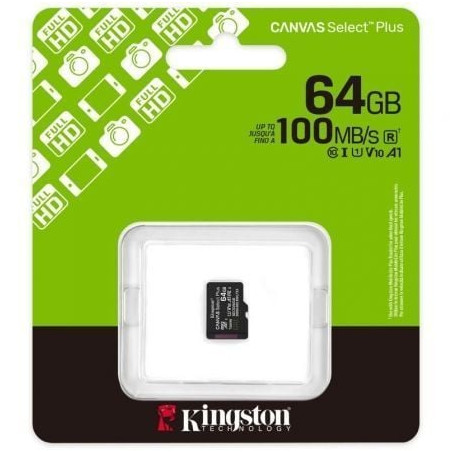 Tarjeta de memoria kingston canvas select plus 64gb microsd xc/ clase 10/ 100mbs