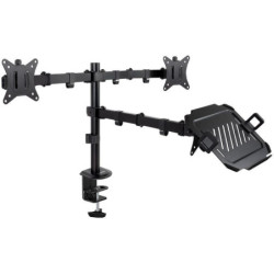 Soporte de mesa para 2 monitores y 1 portátil tooq db1202tn-b/ giratorio/ inclinable/ hasta 9kg