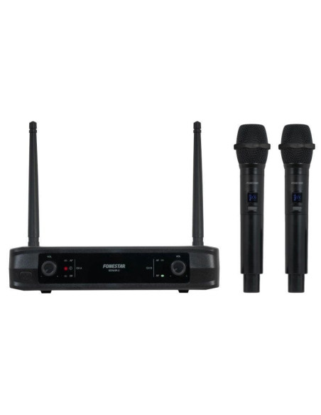 Micrófono inalámbrico doble mano uhf fonestar sonair-2m/ incluye receptor