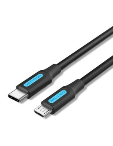 Cable usb 2.0 tipo-c vention covbd/ usb tipo-c macho - microusb macho/ 50cm/ negro