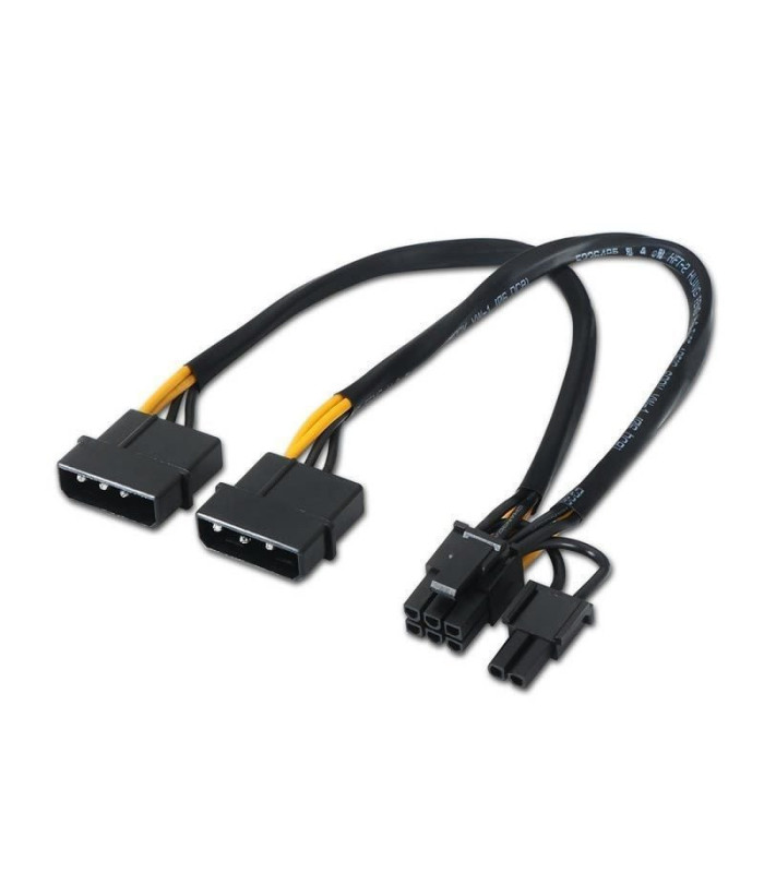 Cable alimentación tarjeta gráfica aisens a131-0165/ 2x molex macho - molex 6+2 pin macho/ hasta 54w/ 20cm
