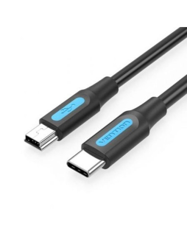 Cable usb 2.0 tipo-c vention cowbd/ usb tipo-c macho - miniusb macho/ 50cm/ negro