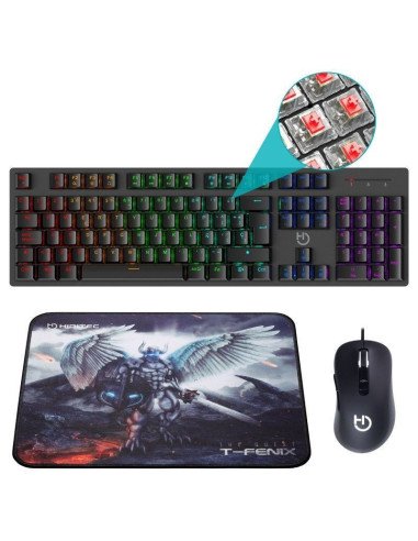 Pack gaming hiditec pac010026/ teclado mecánico+ ratón + alfombrilla