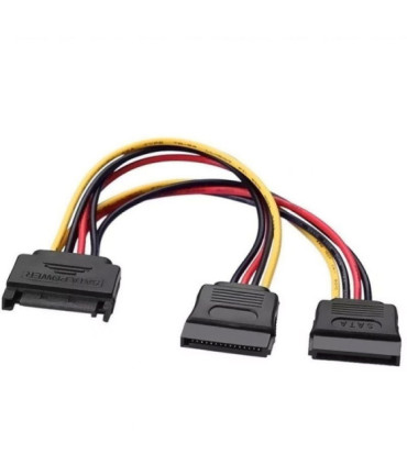 Cable alimentación aisens a131-0353/ sata macho - 2x sata hembra/ hasta 54w/ 20cm/ negro