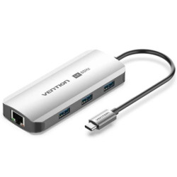 Docking usb tipo-c vention tqhhb/ 1xhdmi 4k/ 3xusb/ 1xusb tipo-c pd/ 1xrj45/ gris