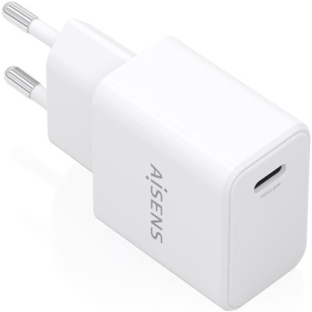 Cargador de pared gan aisens a110-1023/ 1xusb tipo-c/ 20w/ blanco
