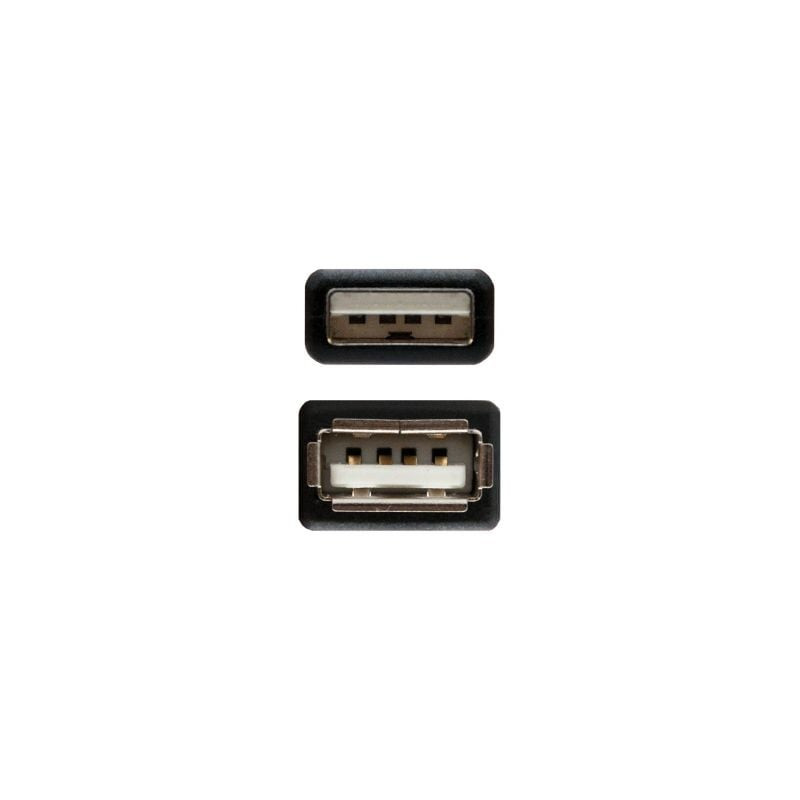 Cable alargador usb 2.0 nanocable 10.01.0203-bk/ usb macho - usb hembra/ 1.8m/ negro