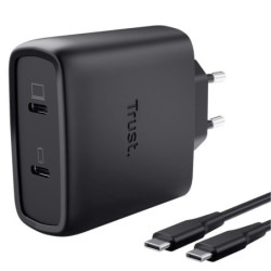 Cargador de pared gan trust maxo 65w 25525/ 2xusb tipo-c/ incluye cable usb tipo-c/ 65w