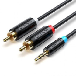Cable estéreo vention bclbg/ jack 3.5 macho - 2x rca macho/ 1.5m/ negro