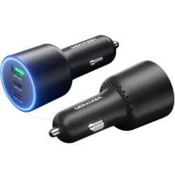 Cargador de coche vention ffqb0/ 2xusb-tipo c/ 1xusb/ 100w