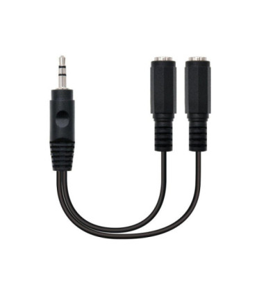 Cable estéreo nanocable 10.24.1200/ jack 3.5 macho - 2x jack 3.5 hembra/ 15cm/ negro