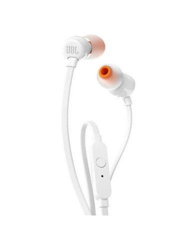 Auriculares intrauditivos jbl tune 110/ con micrófono/ jack 3.5/ blancos