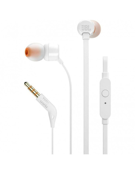 Auriculares intrauditivos jbl tune 160/ con micrófono/ jack 3.5/ blancos