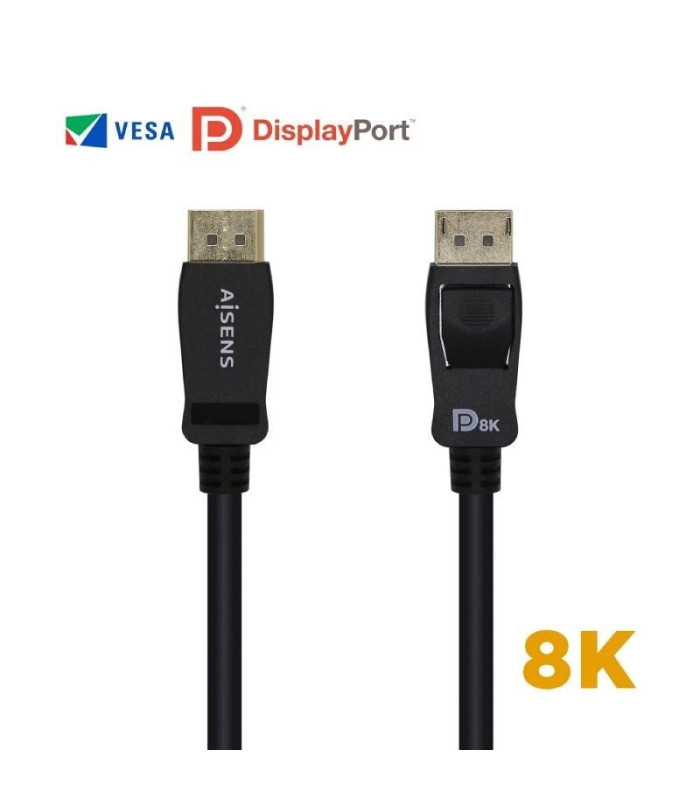 Cable displayport 1.4 8k aisens a149-0430/ displayport macho - displayport macho/ 50cm/ certificado/ negro