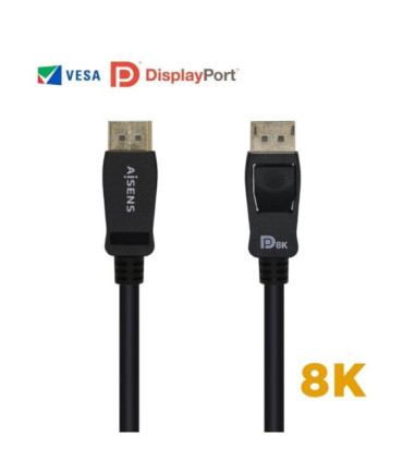 Cable displayport 1.4 8k aisens a149-0431/ displayport macho - displayport macho/ 1m/ certificado/ negro