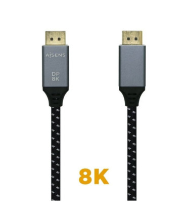 Cable displayport 1.4 8k aisens a149-0437/ displayport macho - displayport macho/ 2m/ negro gris