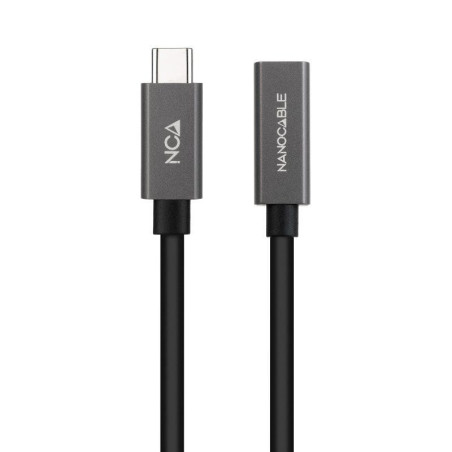 Cable alargador usb 3.2 nanocable 10.01.4401/ usb tipo-c macho - usb tipo-c hembra/ 1m/ negro