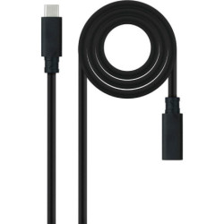 Cable alargador usb tipo-c 3.2 nanocable 10.01.4501/ usb tipo-c macho - usb tipo-c hembra/ 1m/ negro